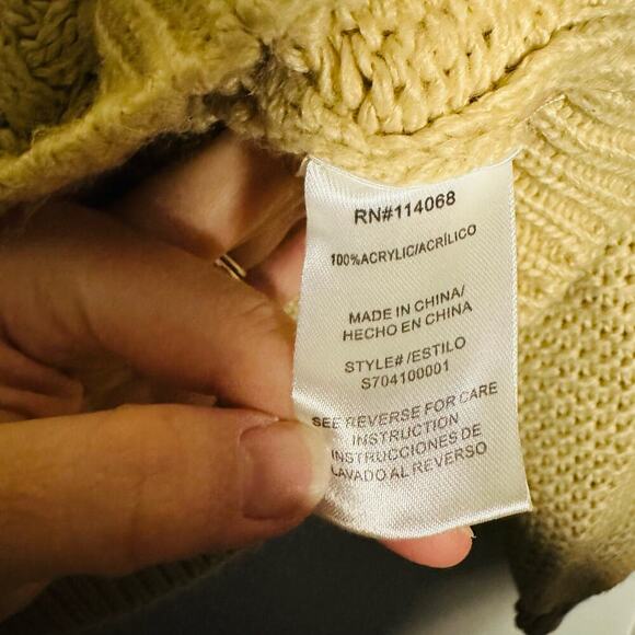 Pamela Love Beige Off-White Knit Fisherman Button Front Sweater Size Small - Picture 9 of 10